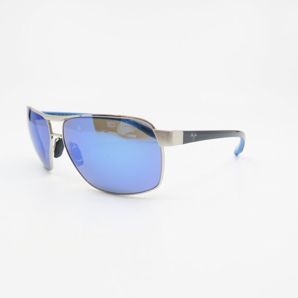 Display Model:  Maui Jim 835-17A 61.6mm THE BIRD  Chrome and Blue Sunglasses. - Picture 4 of 8